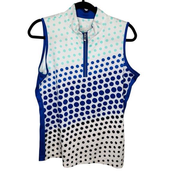 Tail Tops - Tail Golf Sleeveless Polo Shirt Polka Dot Zipper Size L Large